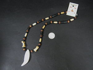Black Bear 1-Tooth and Bone Necklace (560-Q531)