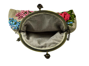 Hand Embroidered Burlap Handbag (1379-10-G2935)