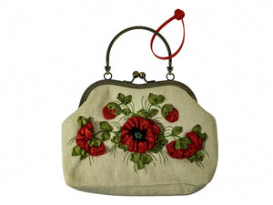 Hand Embroidered Burlap Handbag (1379-20-G2940)