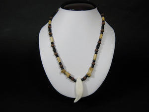 Black Bear 1-Tooth and Bone Necklace (560-Q531)